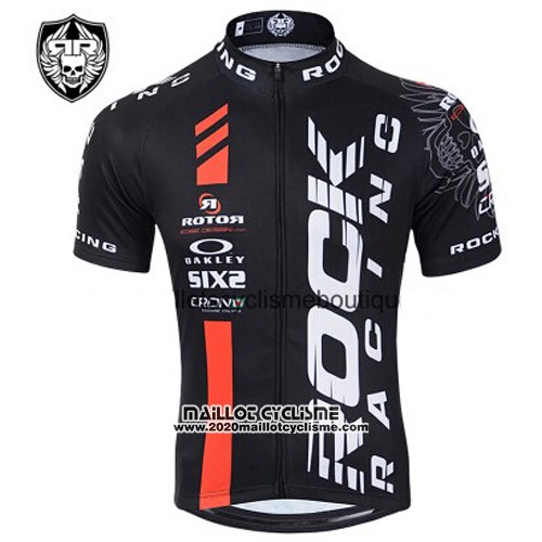 2015 Maillot Ciclismo Rock Racing Noir et Rouge Manches Courtes et Cuissard